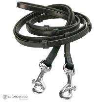 Hrimnir lædertøjler med stoppere sort/stål